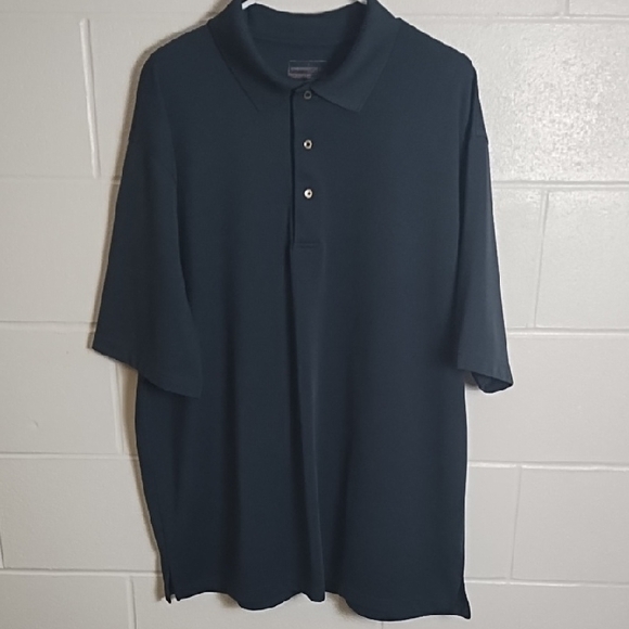 Dark Blue Navy Performance Fabric Polo Shirt - Picture 1 of 12